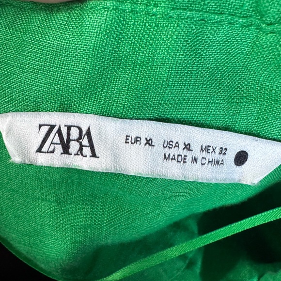 Zara Women Green Linen Oversized Button Down Shirt XL - Picture 3 of 3